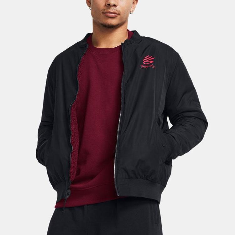 Under Armour Curry X Bruce Lee Kollaboration SS24 Frühjahrskollektion Wendbare Fleece-Bomberjacke mit Stehkragen und Reißverschluss Herrenjacken 1383730-001