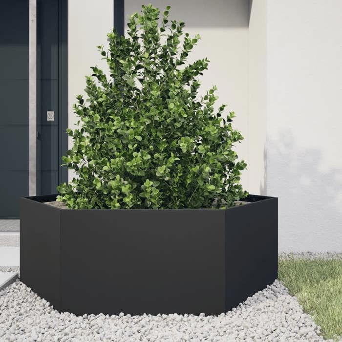 VidaXL Planter Black Hexagon 138x120x45 Cm Steel, Flower Box, Patio Planter, Garden Planter, 851136