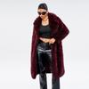 Womens Faux Fur Coat Longline Stylish Winter Outerwear With Fringe Detail Wine Red Gray Cream Beige Black S M L XL XXL