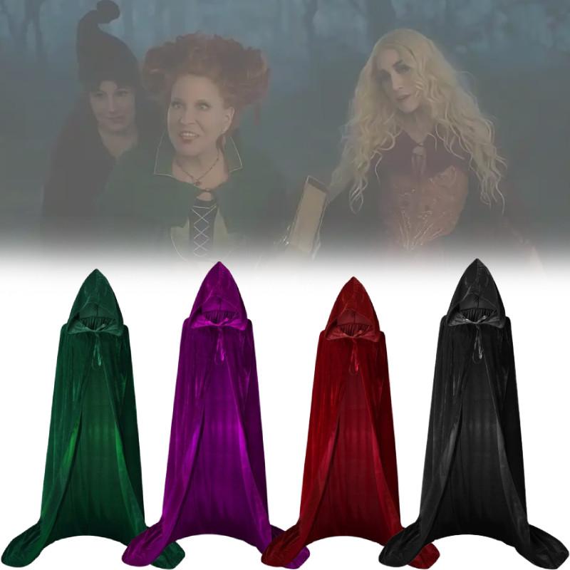 Hood Cosplay Cloak Medieval Long Cape Halloween Party Women Men Adult Long Mage