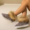 Fashion Leopard Furry Non Slip Snow Boots Women 2025 Winter Warm Short Plush Ankle Boots Luxury Faux Fur Decoration Booties