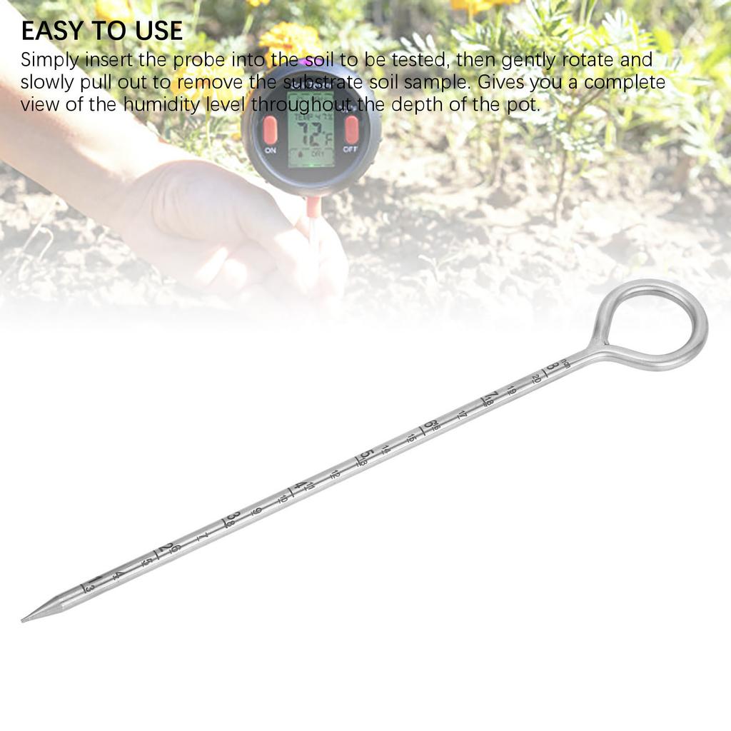 10 Inches Soil Sampler Probe Circular Handle Easy to Use Portable Stainless Steel Soil Probe for Plants Garden Farm