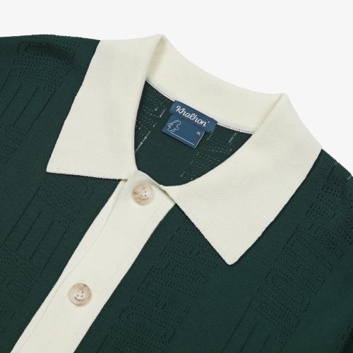 KHALHON Curly Collar Knit Sweater (Dark Green)