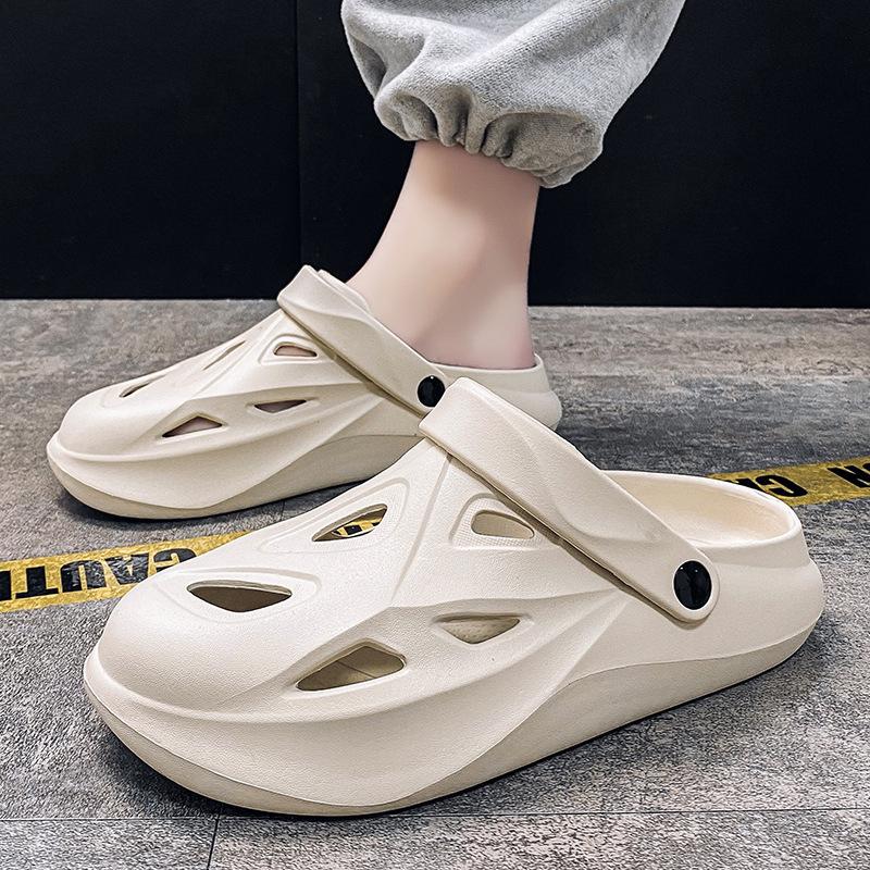 

Hole shoes, men s summer wear sports platform slippers trendy bag head half support two wear beach shoes 40-41 хакі