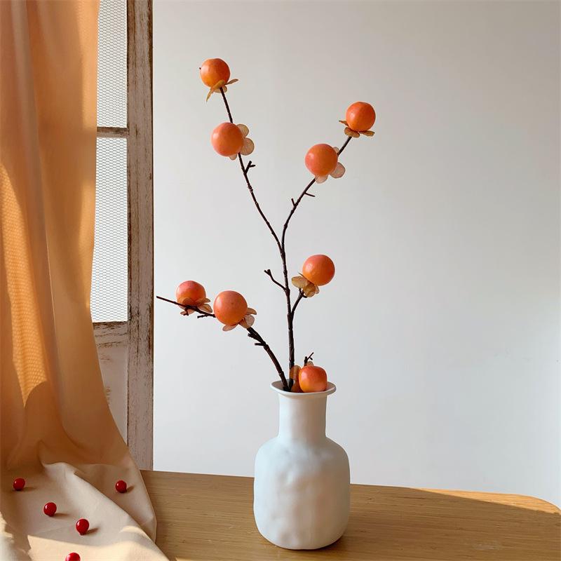 Artificial Red Persimmon Bouquet Ornament for Living Room Decor