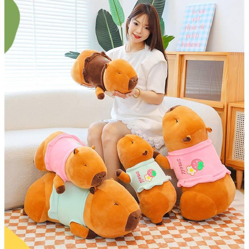 Strawberry Plush Capybara Toy Cartoon Animal Stuffed Doll Decoration Kids Gift
