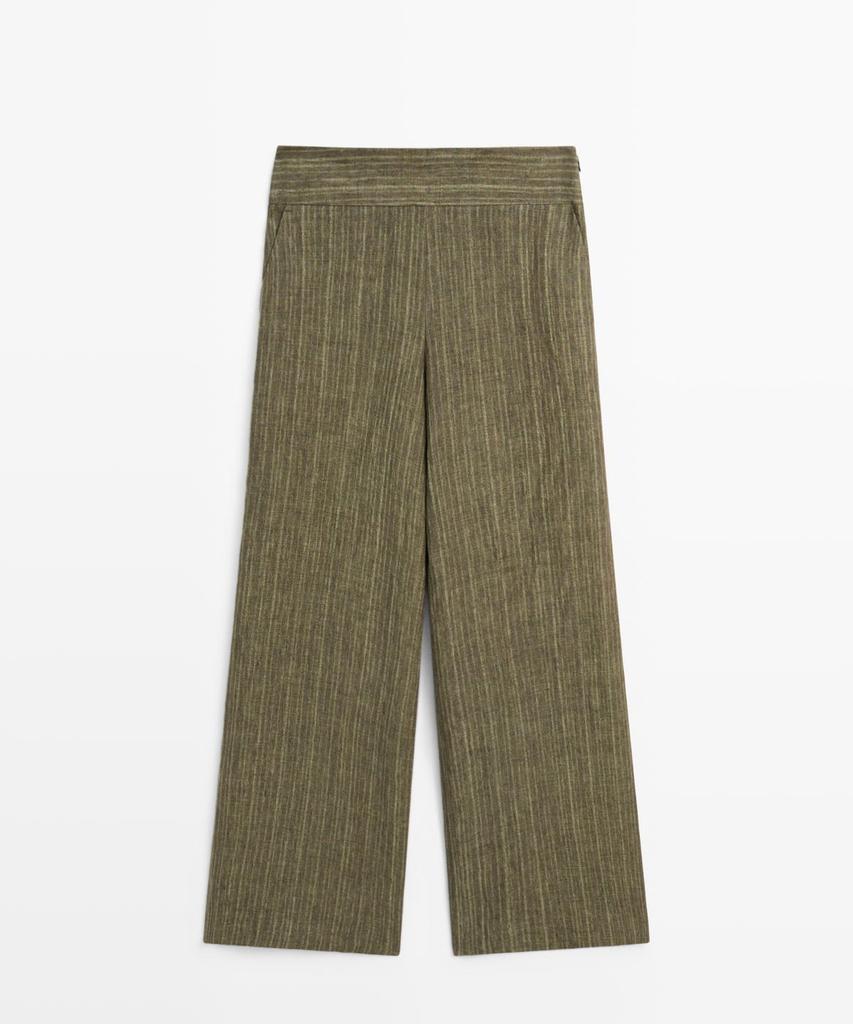 Masimodutti Corset Belt Detail Total Look Linen Pants