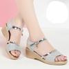 Ladies Sequin Fabric High Heels Women's Summer Sandals Casual Open Toe Elegant Mid Heel Fashion Luxury Designer Casual 2024