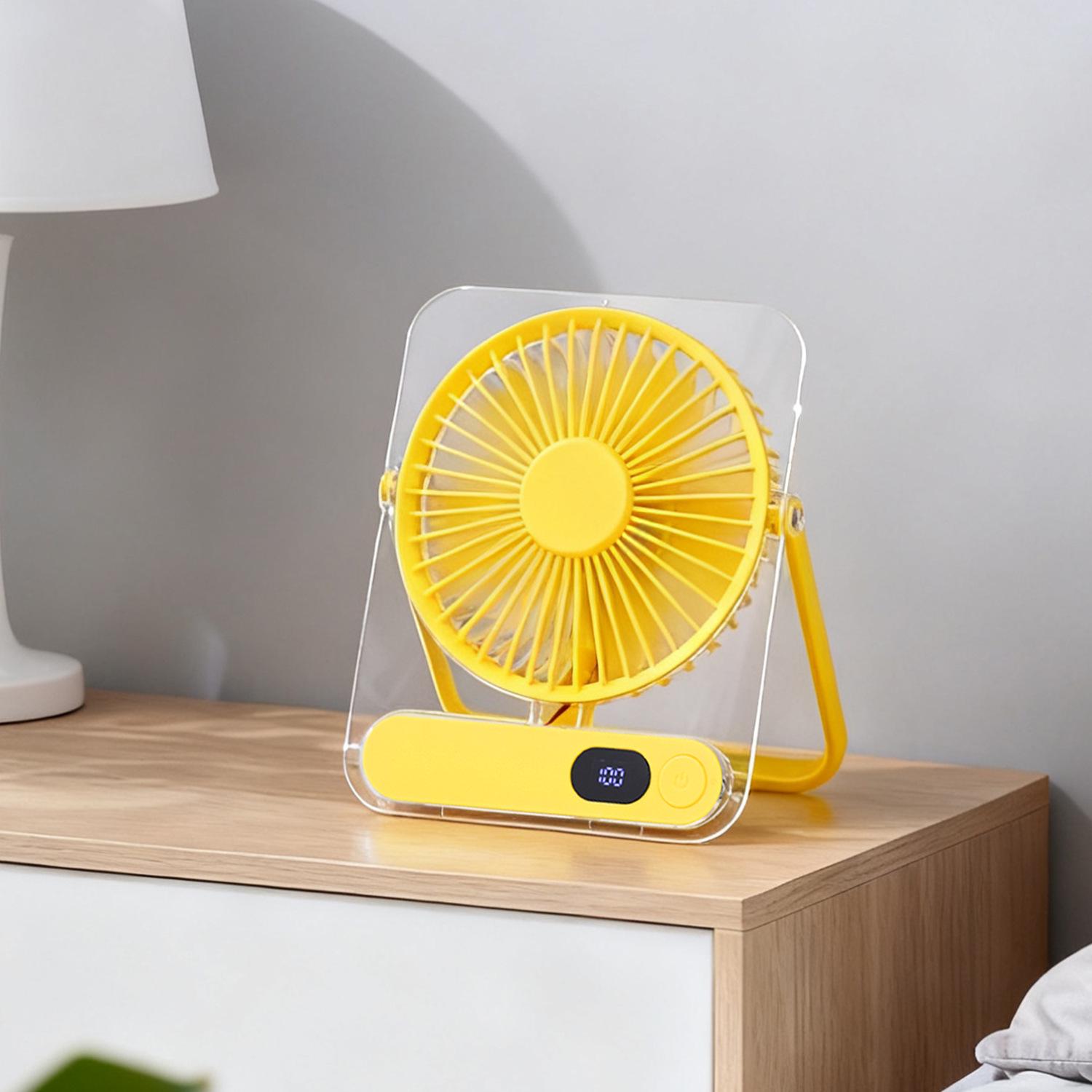 USB Rechargeable Folding Desktop Fan with Digital Display USB Charging