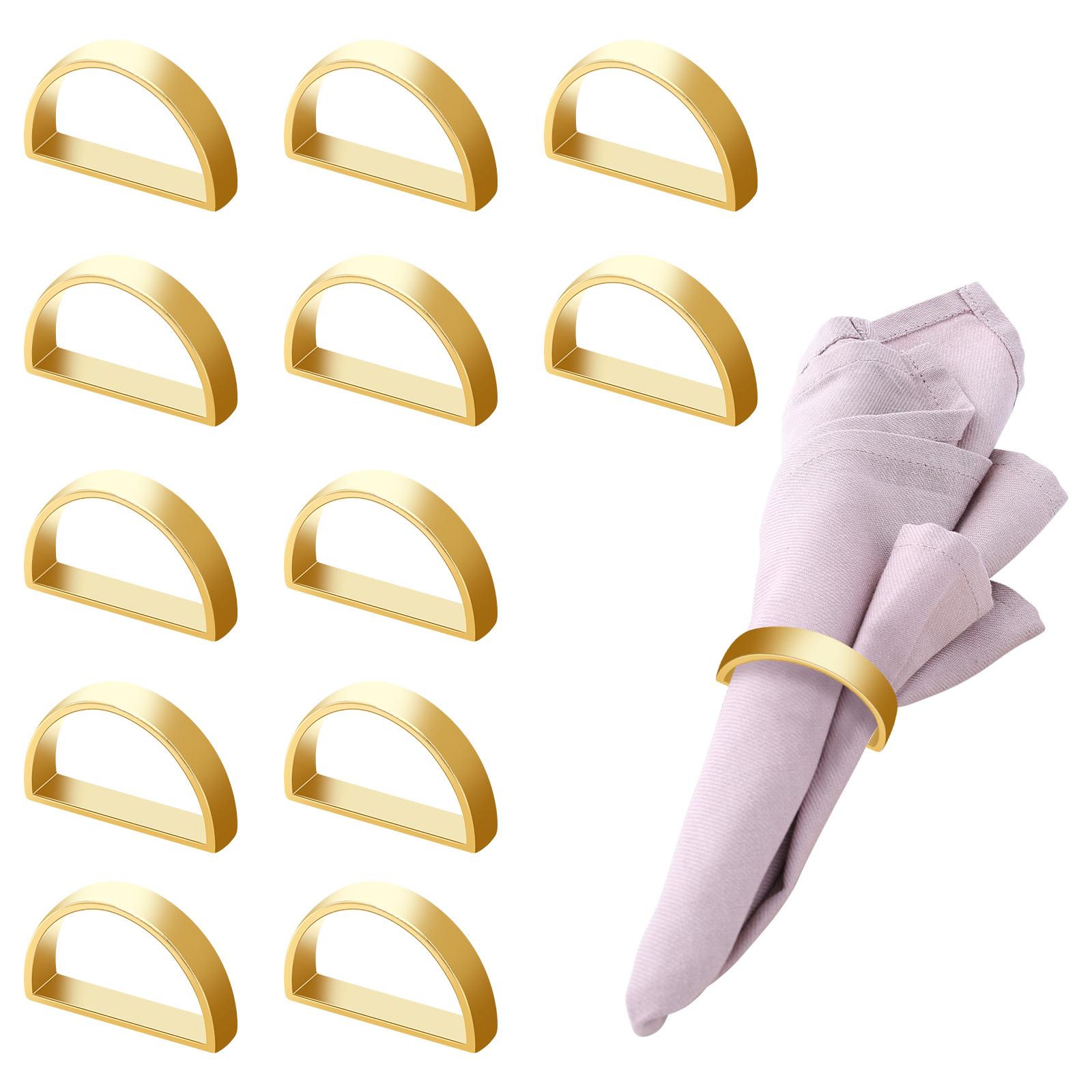 

12/24Pcs Metal Napkin Ring Set Gold Napkin Rings Holder Christmas Wedding Banquet Birthday Party Dinnig Table Decoration