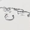 Stainless Steel C-shaped Horseshoe Ring with Pentagram & Heart Design, Removable Ball, External Thread, for Lip or Nose.