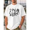 Europeiska storlekar Herr Vit T-shirt: """1968 Vintage" Retrotryck"""