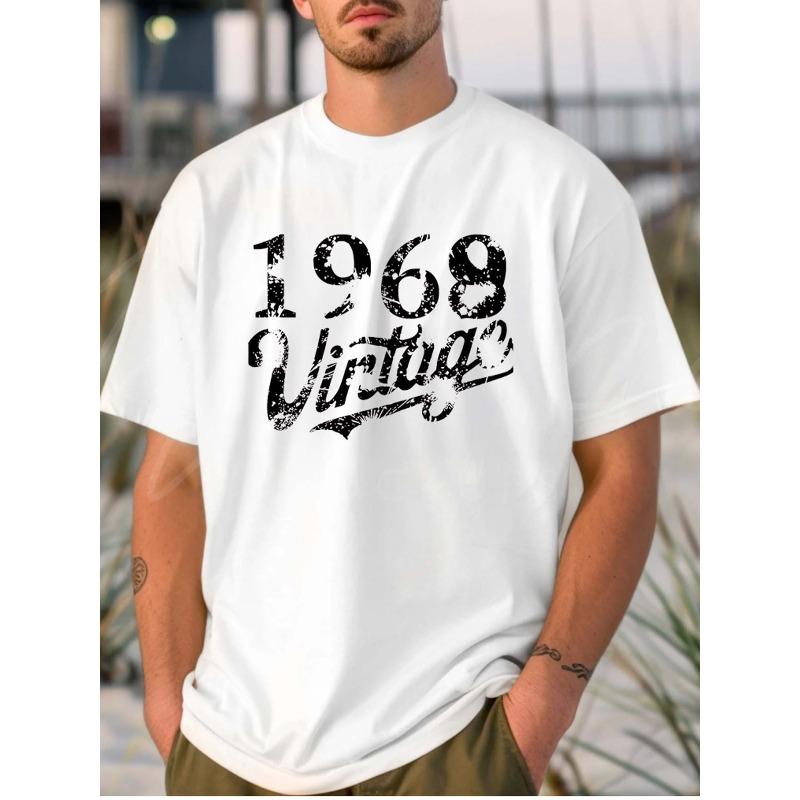 

European sizes Men s White T - shirt: 1968 Vintage Retro Print 4XL білий
