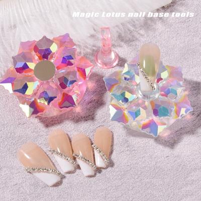 Base magnetica Aurora a forma di loto Supporto per punte per unghie finte Supporto per espositore per pratica di nail art Training che mostra lo strumento per manicure