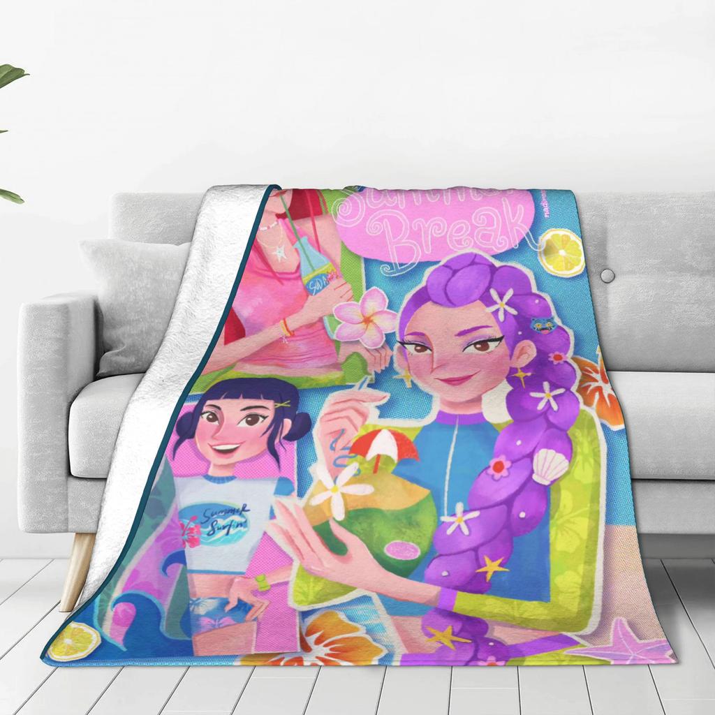 Kpop Demon Hunters Saja Boys Mystery Blanket  Warm Soft Pattern Plush Throw Blanket For Girls Boys Flannel Bedspread Bed Cover