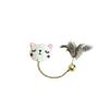 Mini Cat Shaped Plush Toy with Feather and Bell Attached on Rope for Interactive Cat Play and Pet Entertainment