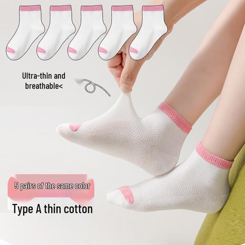 Girls' Summer Mesh Socks - Lightweight and Breathable Short Boat Socks for Spring and Summer