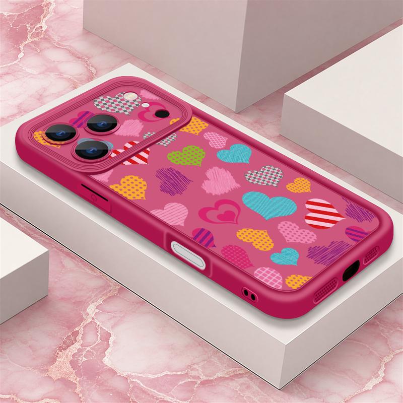 Cute Sticker Love Heart Case For iPhone 18 Pro Max Shockproof Bumper Soft Silicone Cover For iPhone 17 16 15 14 13 Pro Max 17E