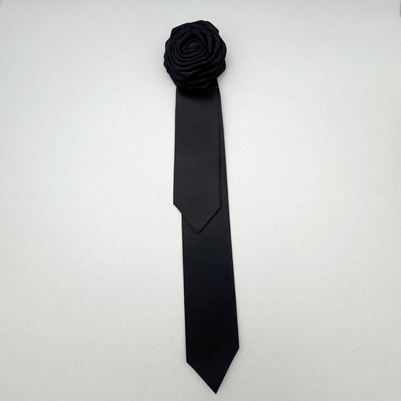 Retro Black Bow Brooches For Women Fabric Camellia Flower Pearl Shirt Collar Pins Corsage Clothing Accessories Jewelry Gifts