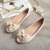 Summer New Women Shoes Leather Peep-toe Sandals Casual Bowknot Boat Shoes Fashion Slip-on Loafers