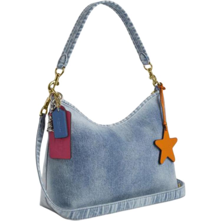 Coach Laurel Shoulder Bag Loved Denim With Charms Light Indigo Daily Crossbody CEF26-IMNIM