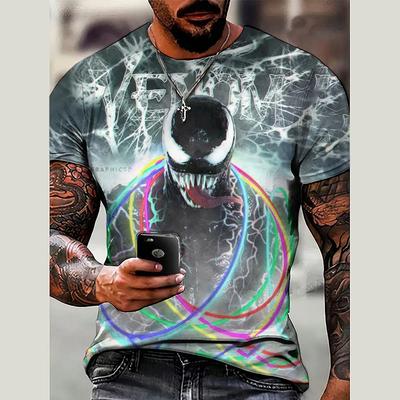 Disney 2025 3D baskılı yazlık yeni erkek tişörtü gündelik Venom tişört erkek kısa kollu tişört erkek giyim