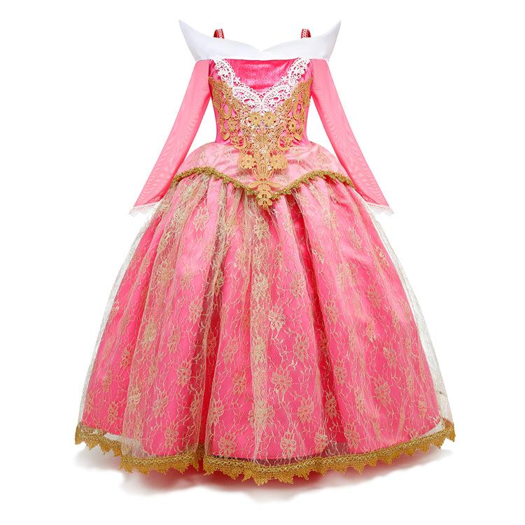 Girls Sleeping Beauty Aurora Princess Halloween Cosplay Dress Off Shoulder Kids Gift Carnival Party Fancy Princess Clothing 3yrs (Size 100)