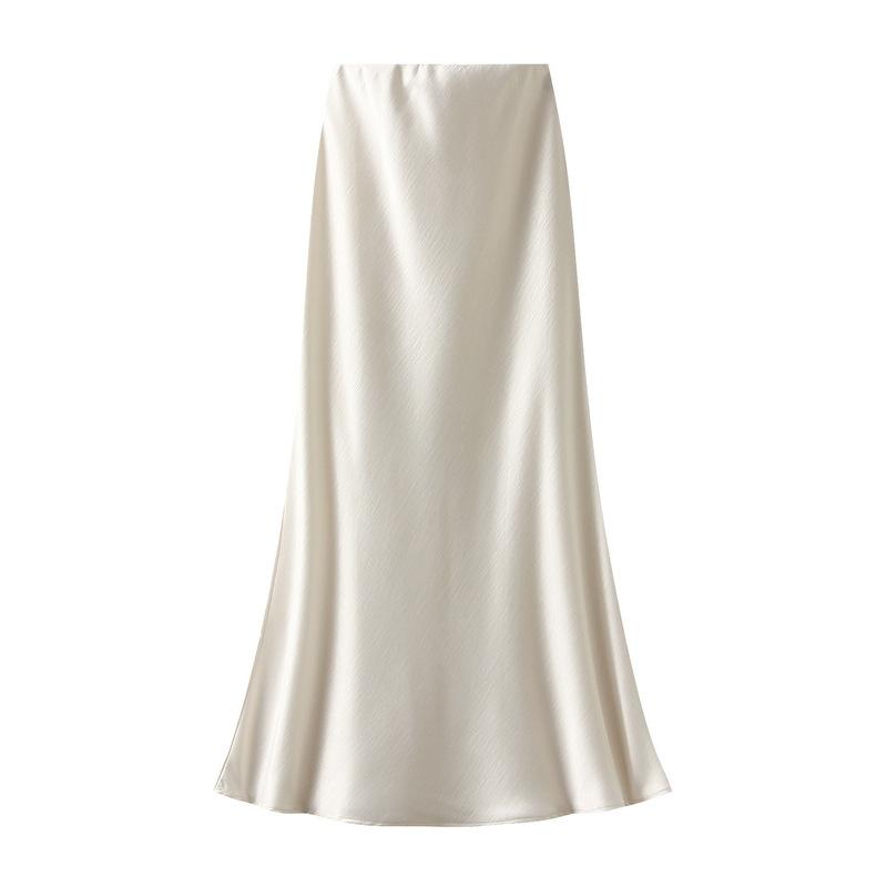 

Women s Casual Satin High Waisted Maxi Skirts Hidden Elasticized Waistband A Line Long Skirt for Office Satin Silk Midi Cocktail Skirt for Women XL абрикосовий
