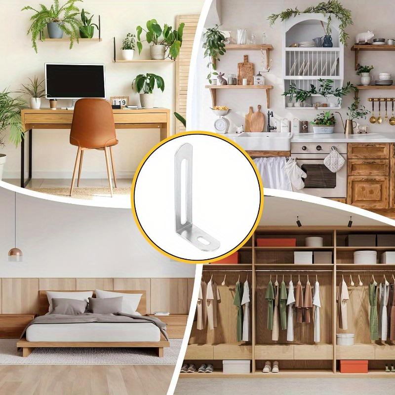 10PCS 90-Degree Stainless Steel Round Corner Angle Code Movable Holder Adjustable Reinforced Long Hole Bracket Connector