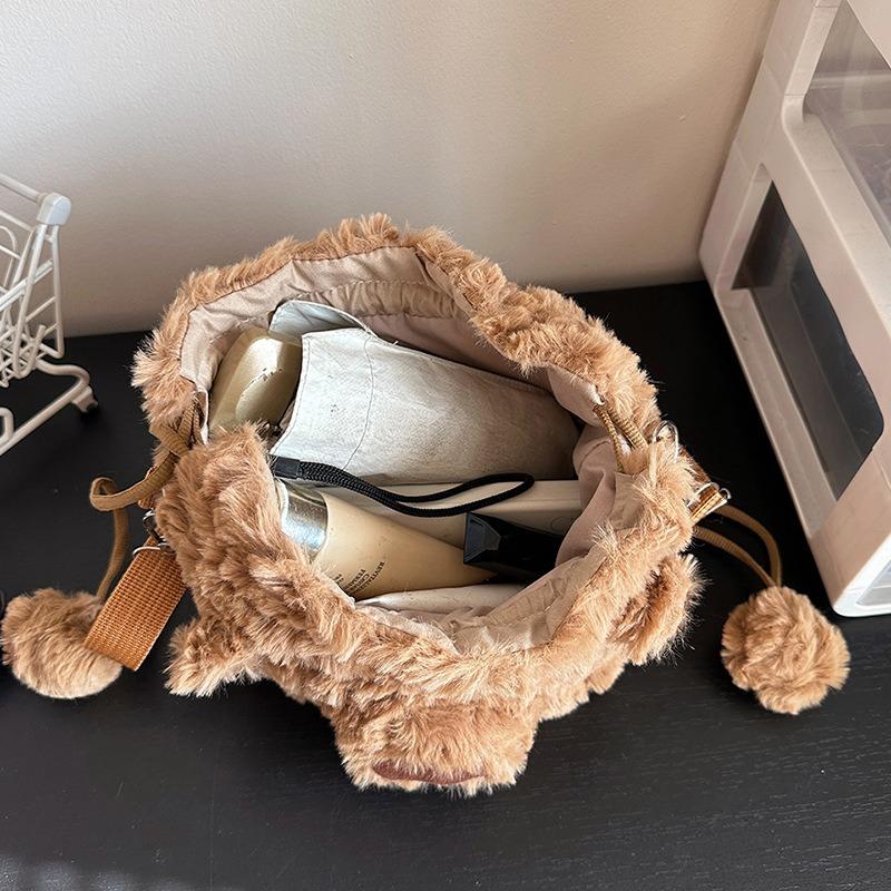New cute children's bag female cartoon plush bear messenger bag going out plush doll shoulder bag