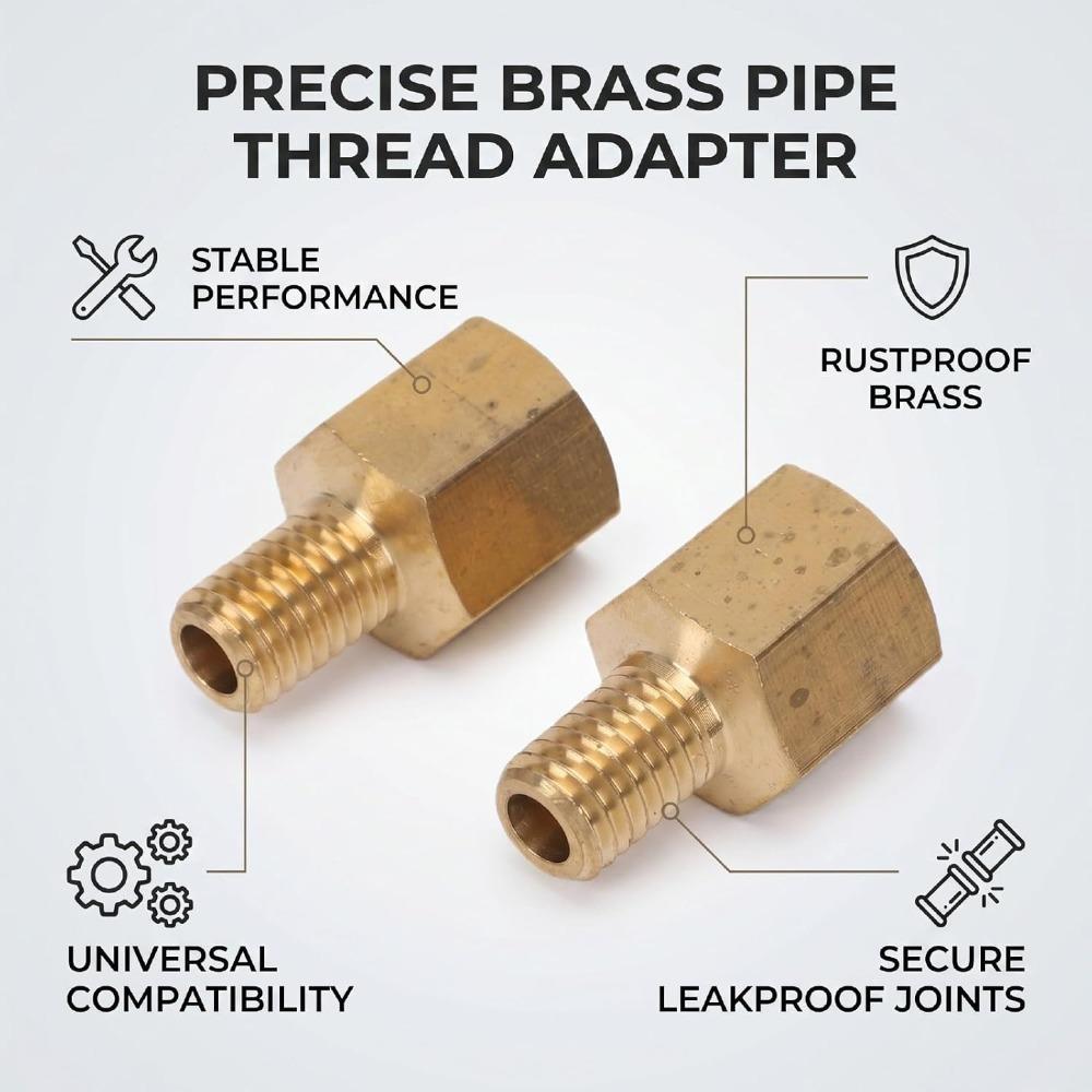 2 Pcs M8 x 1 Male Brass Pipe Fitting Brass Threaded Adapter Pipe Threaded Connector Gas Line