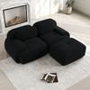 Corner Sofa Made of Corduroy Fabric, Frameless, Combinable with Curved Armrests, No Assembly, Padding for Living Room and Bedroom, Black