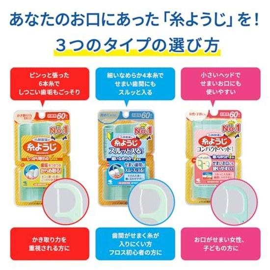 Dental floss picks 60 pieces (includes soft interdental brush sample)