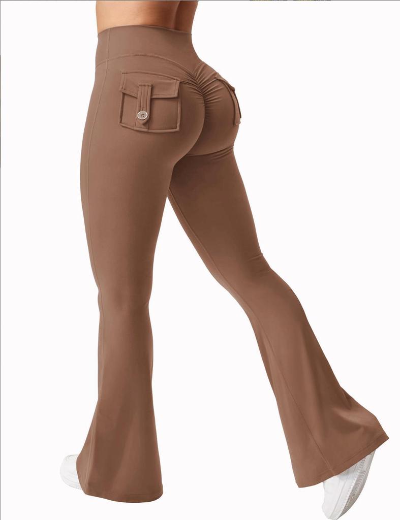 Leggings Femininos Super Elásticos com Estampa Imitação de Brocado, Flare e Slim