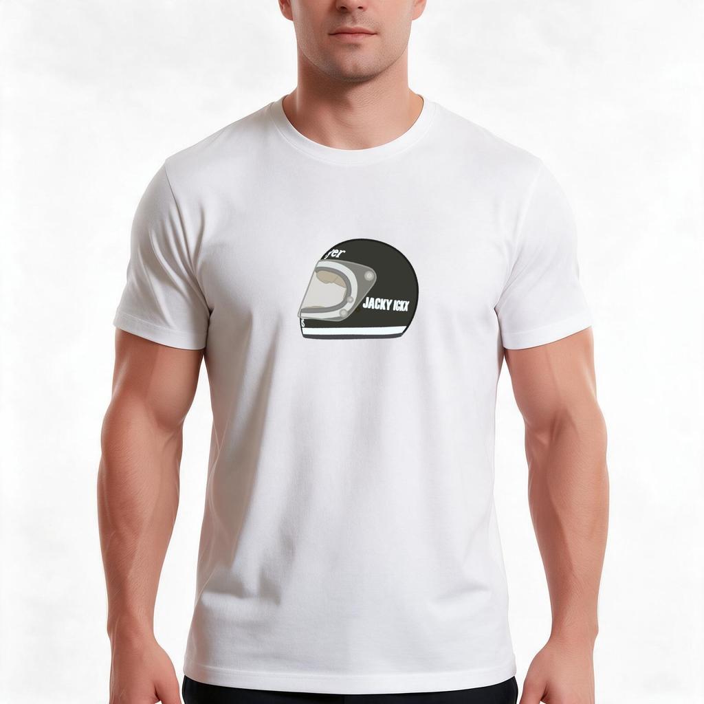 Jacky Ickx 1974 Helmet Tshirt Summer Casual Cotton Tee Oversized Streetwear Tops Vintage Graphic Print Unisex Unisex Unisex