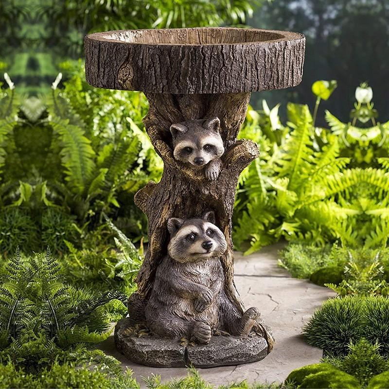 Garden Animal Resin Bird Feeder With Decorative Sculpture For Outdoor Water Features