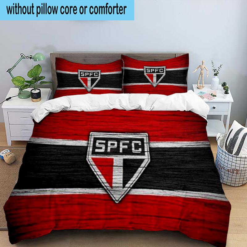 3PCS Sao Paulo Fc Crest Printed Bedding Set, Includes A Duvet Cover and Two Pillowcases for Bedroom, Suitable for All Seasons