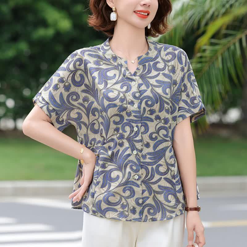 Yuzhaolin Mid-Aged Women s Floral V-Neck T-Shirt 5XL