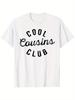 Retro Cousin Matching Family Crew Squad T-Shirt - 100% Cotton Soft Unisex Black & White Tee with Cool Cousins Print, Cas