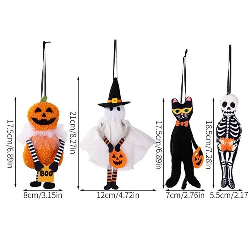 Halloween Hanging Ornaments With Soft Fabric Cute Skeleton Ghost Cat Pumpkin Designs Perfect For Halloween Party Home Decor