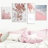 Pink Flower Petals Romantic Wall Decoration Painting Sea Beach Poster and Prints  Wall Art Canvas Living Room Frameless