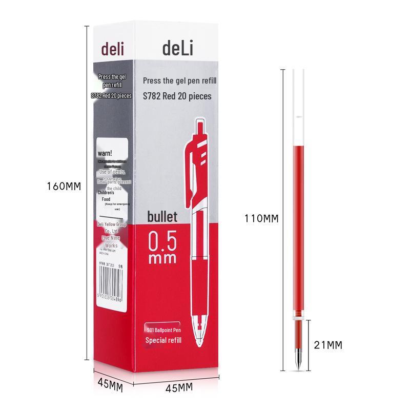 6906 Deli Gel Pen Refill, 0.5mm Bullet Tip, Black, Compatible with Clickable Neutral Pens