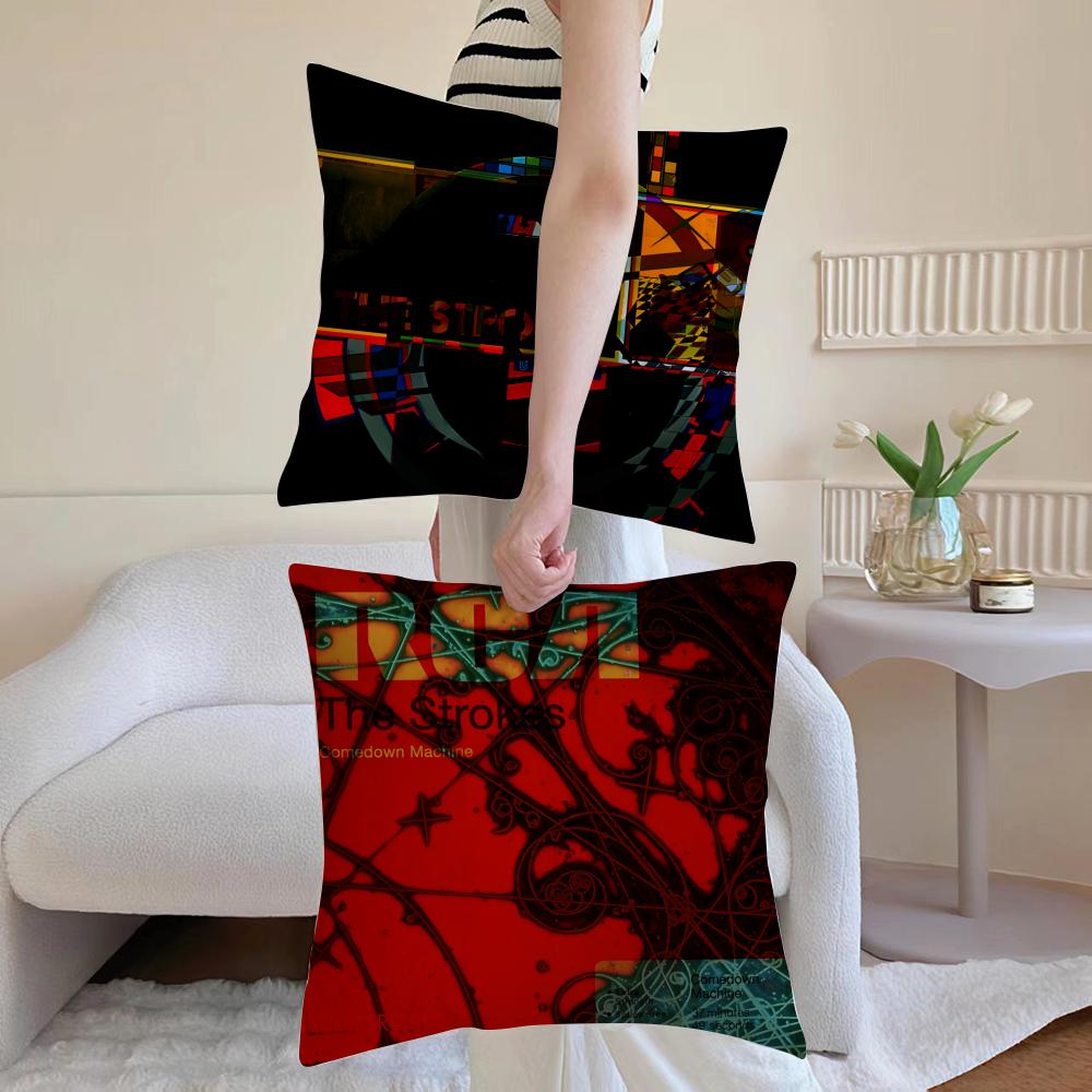 Rock Band The Strokes Album Pillow Case Anti-dustmite Pillowcase Invisible zipper silky short plush Sofa cushion cover