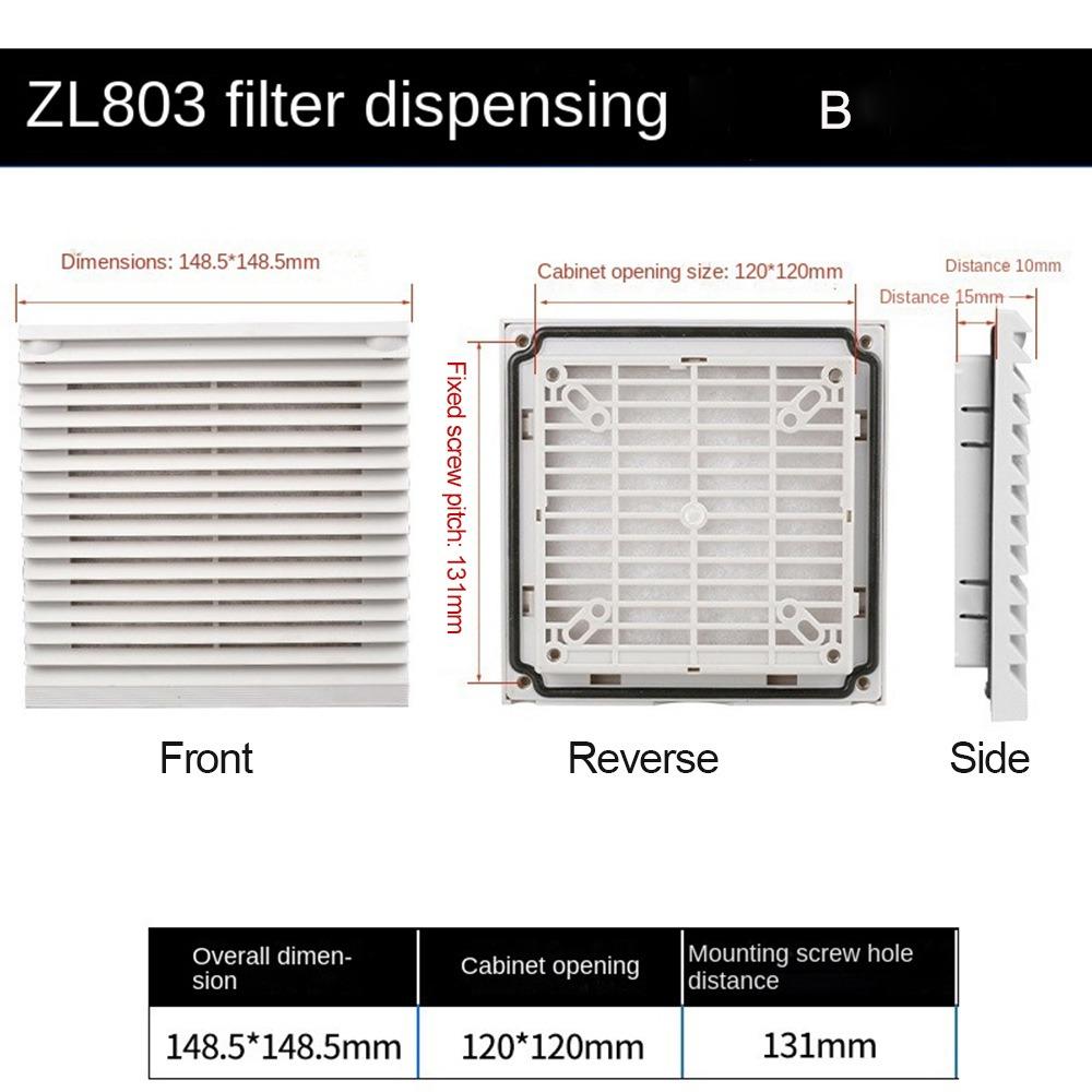 

ABS Cabinet Ventilation Filter Without Fan Fan Filter Louvers Blower Exhaust 148.5X148.5mm B