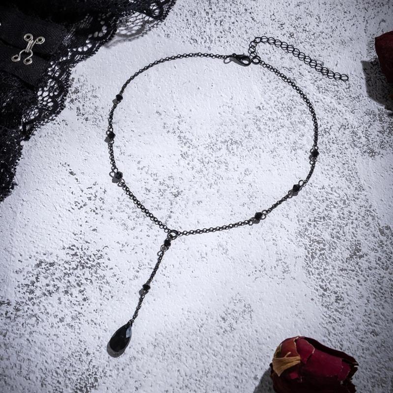 Wiktoriański Gotycki Styl Kropla Krwi Frędzle Naszyjnik z Łańcuszkiem Halloween Punk Choker Biżuteria dla Kobiet Dziewczyny Stylowy Naszyjnik