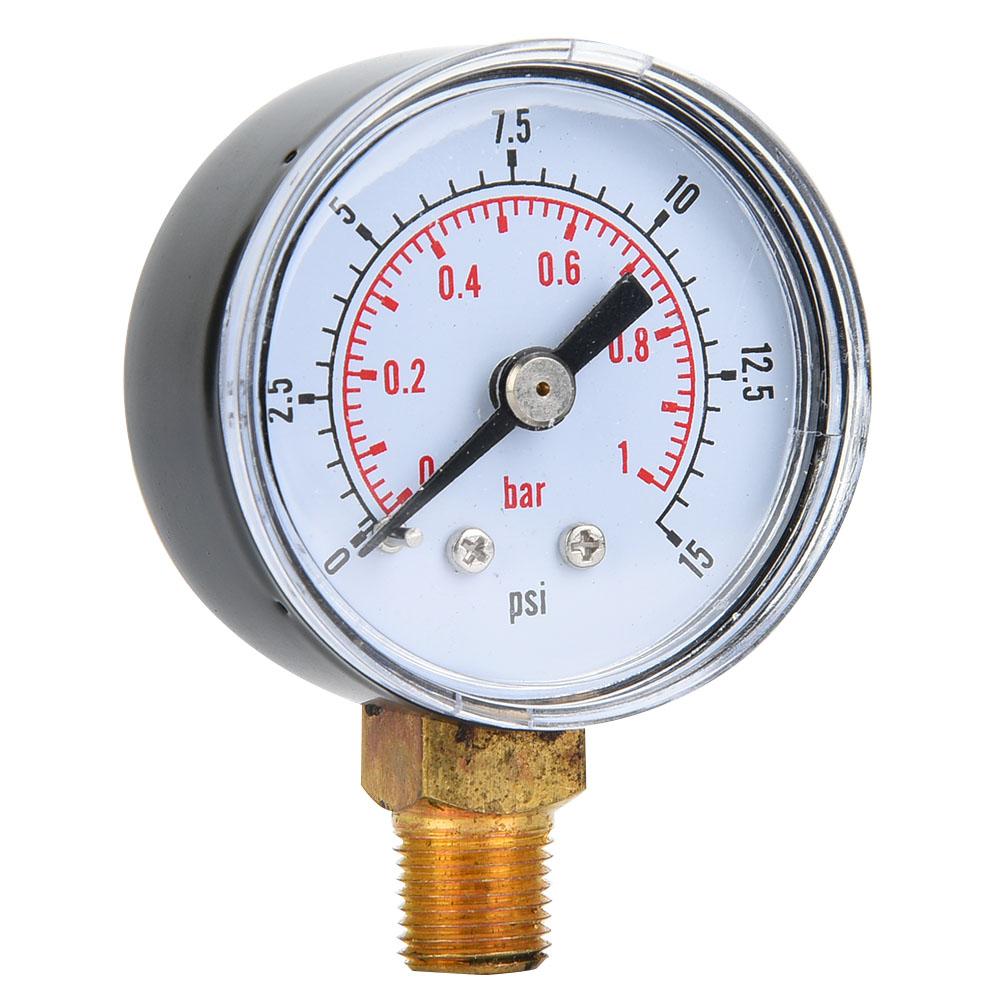 Mechanical Pressure Gauge 1Celsius8inch BSPT Bottom Connection for Oil Water (0-15psi 0-1bar)