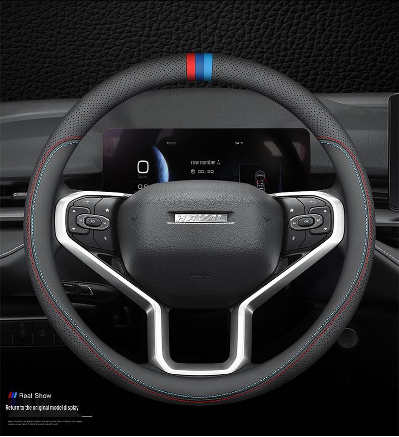 Genuine Leather Steering Wheel Cover for Haval H6, Coupe, M6, H2, H5, H4, H7, H9, F5, Big Dog