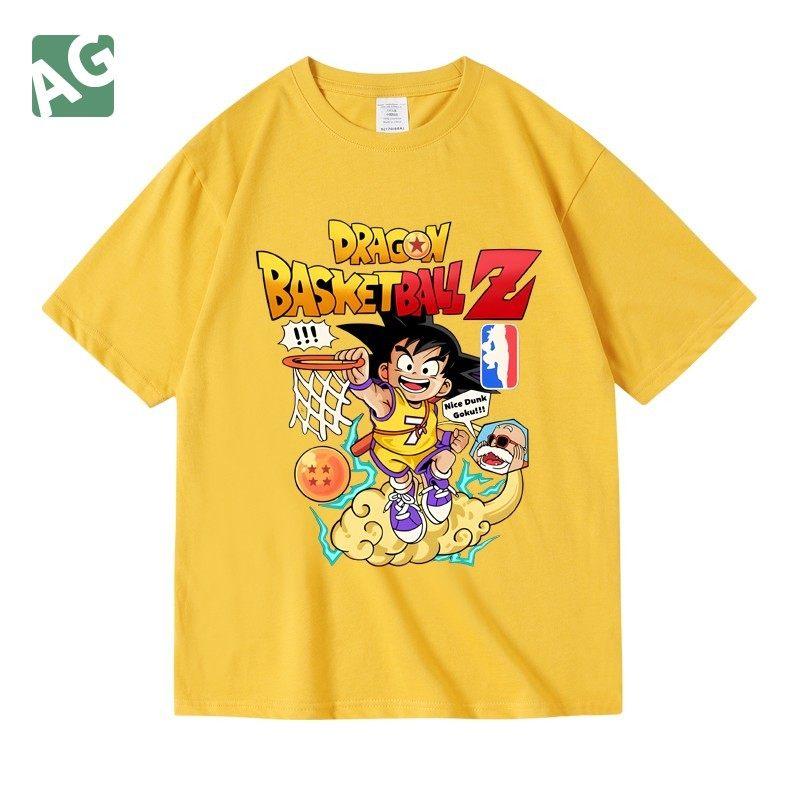Wukong Dragon Ball Anime Tshirt Pure Cotton Childrens Parentchild Outfit Mens and Womens Round Neck Short Sleeved Shirt