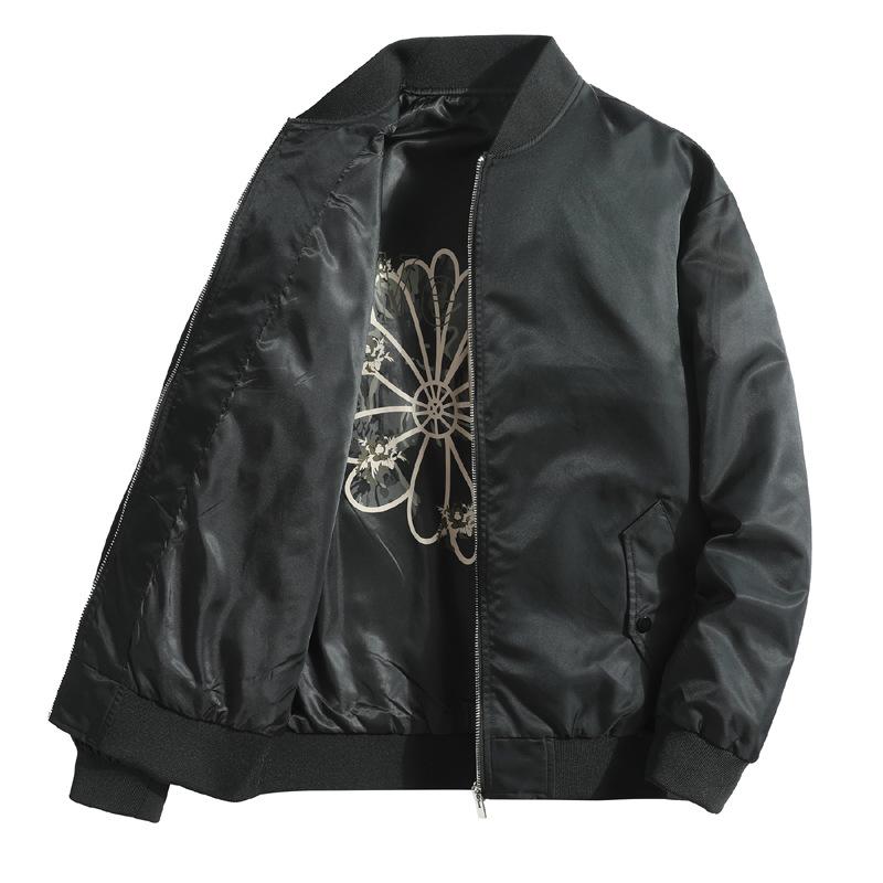 

Осень Новая Повседневная Универсальная Свободная Модная Брендовая Куртка-Бомбер Куртка Верхняя Мужская L чёрный