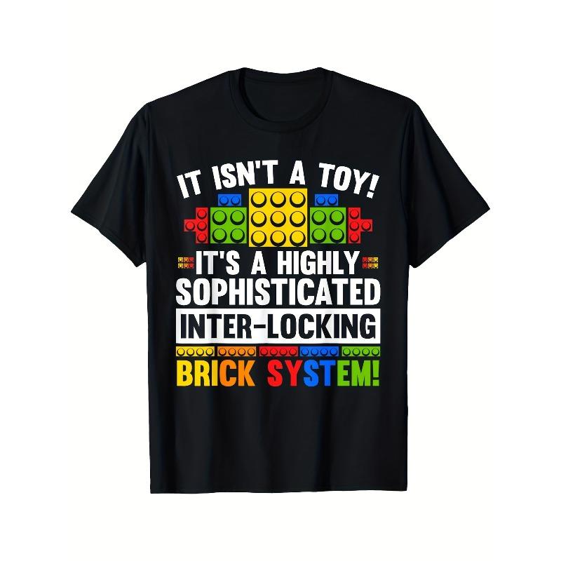 

Європейські розміри Чоловіча футболка з графічним принтом Master Builder Bricks - Смішний дизайн з будівельними блоками з написом Це не іграшка 4XL